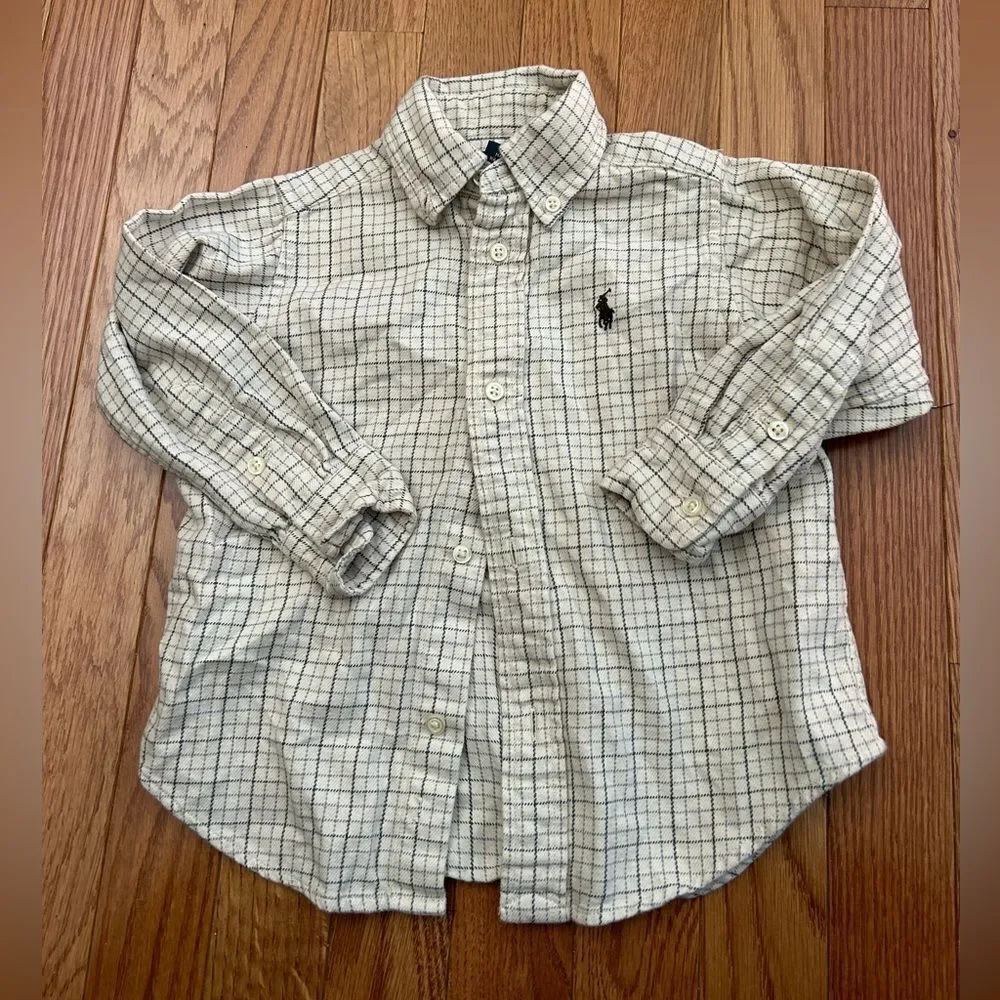 Toddler Boys Vintage Ralph Lauren Flannel Dress Shirt